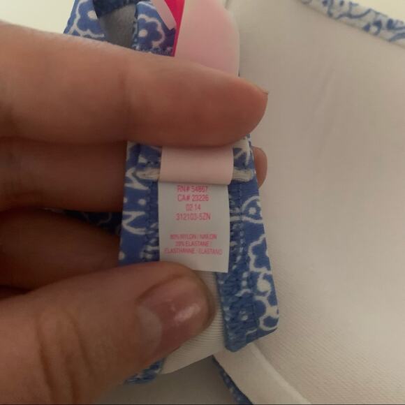 Victoria's Secret Women's Strapless Ruffle Bandeau Bikini Top Blue White SZ 34C - Picture 9 of 9